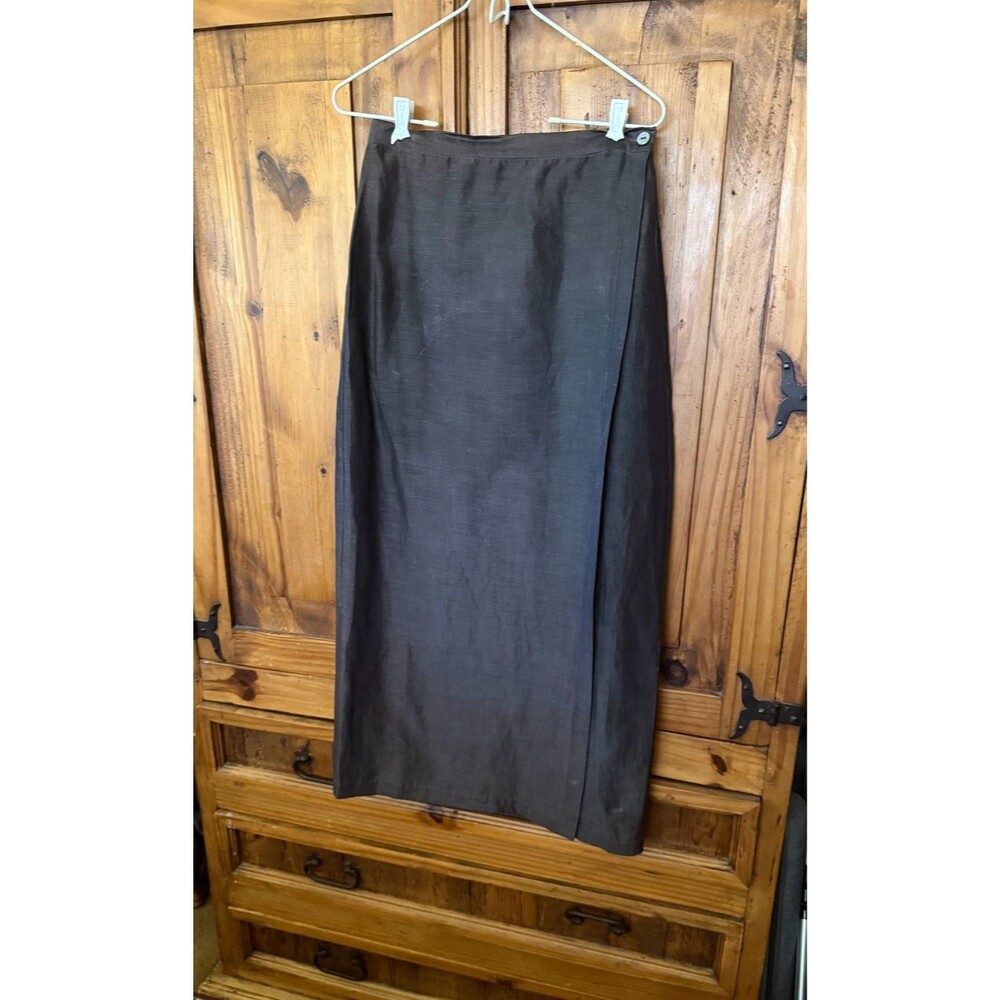 NWOT Eileen Fisher Long Brown 55% Linen 45% Wrap Skirt Size S